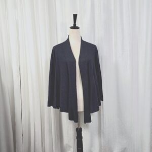 Metro 7 Charcoal Open Cardigan‎ Womens Size L Silk Angora Nylon Blend